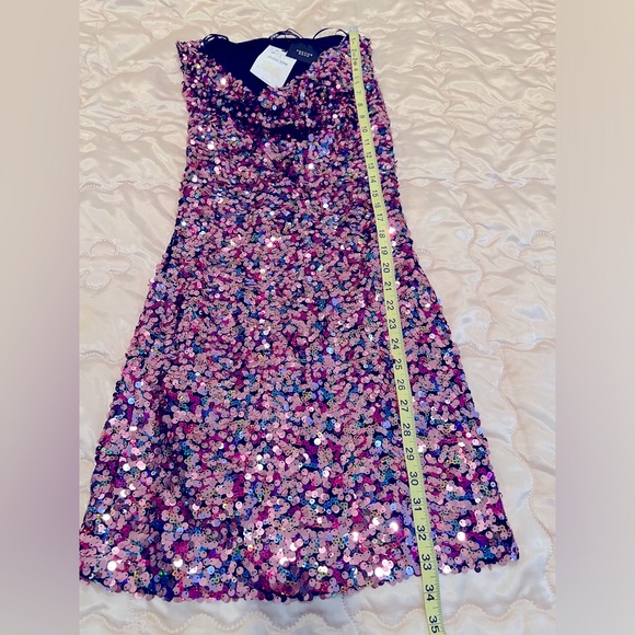 Zara Cowl Neck, Multicolor Sequins Dress - Picture 6 of 12